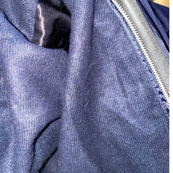 Vintage Investment Hooded Belted Trenchcoat Blue and Red Women's Size 10 - Picture 13 of 16